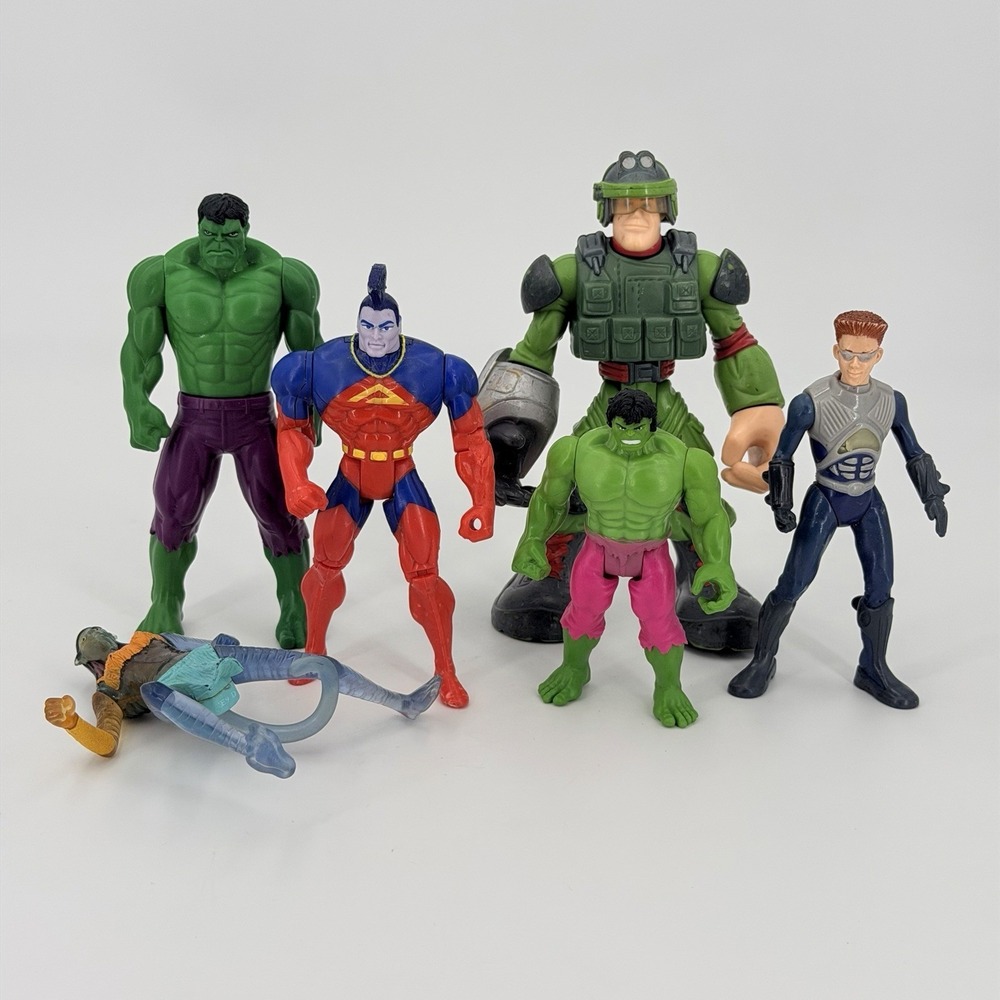 Marvel DC Super Hero Action Figures Lot Super Man Hulk Avatar Sharkboy 6 Pcs Y2K